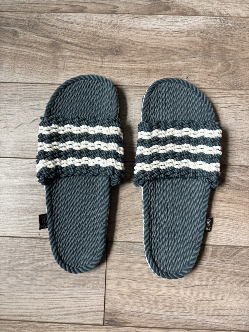 Striped Rope Slide Sandals in Blue and White - Nomadic State of Mind